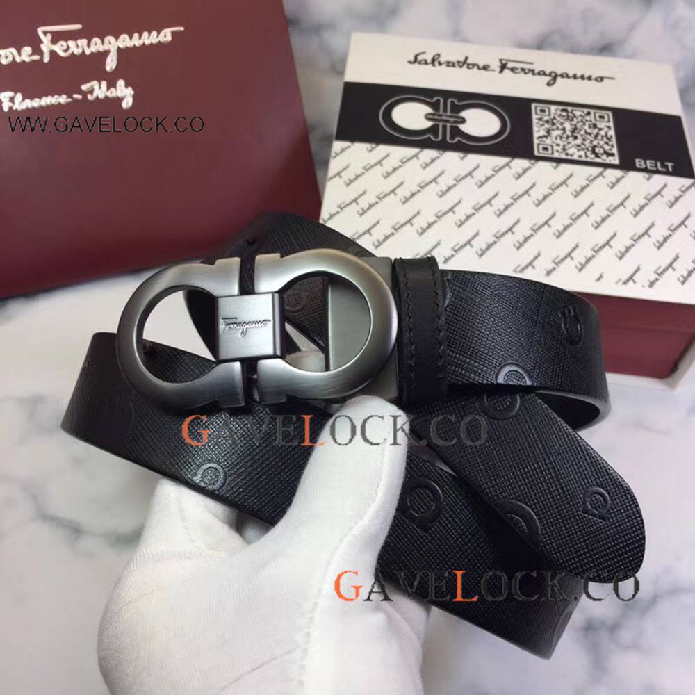 Salvatore Ferragamo Replica Leather Belt With Gray Clasp